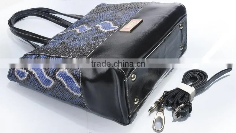 High quality genuine leather handbag with snake