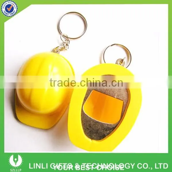 Plastic Safety Helmet Shape Bottle Opener Keychain