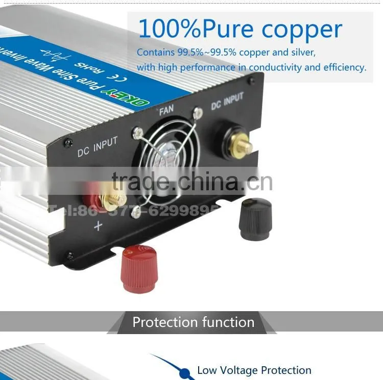 Pure sine wave power inverter 1200w CE RoHS approved dc 12v to ac 110v/220v with off grid solar power system