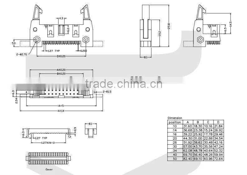 2.54mm Pitch IDC Box Header Connector CN1-201Y