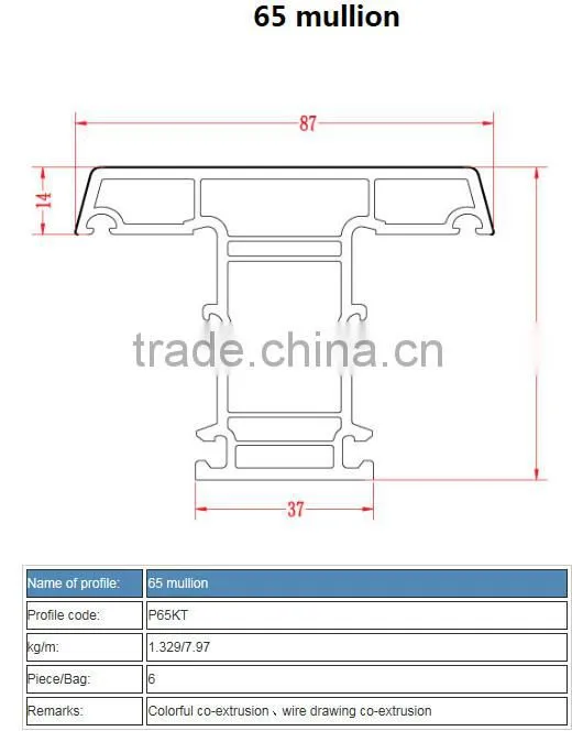 65 mullion pvc profile decco