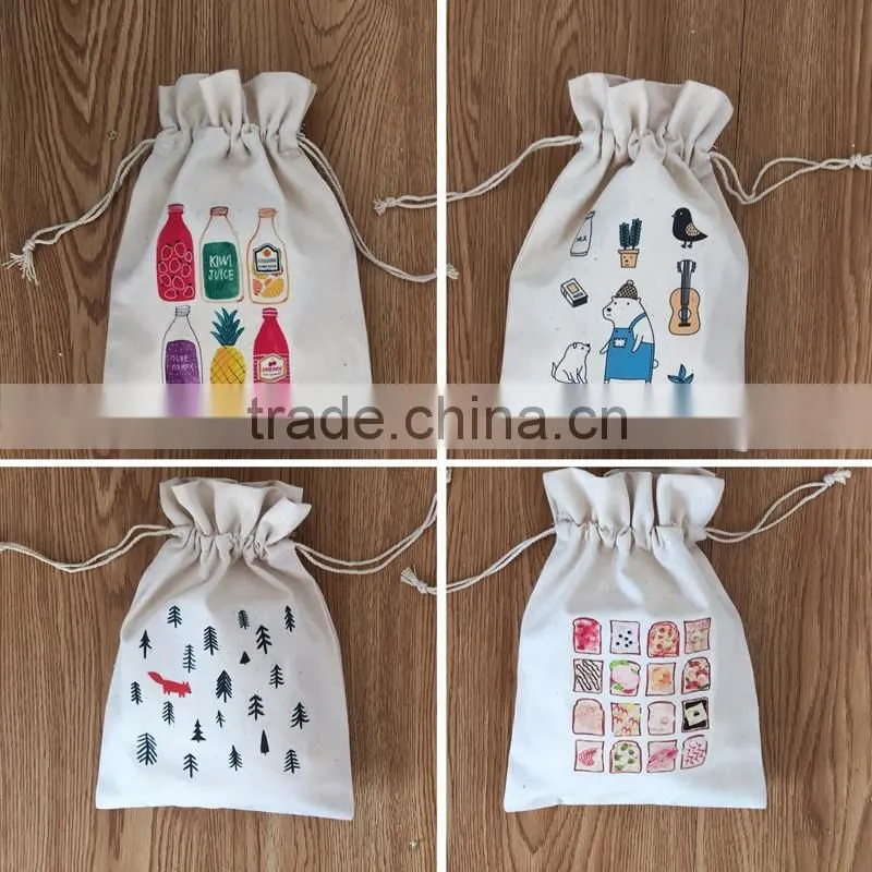 Durable and cheap mini cotton drawstring bag for storage