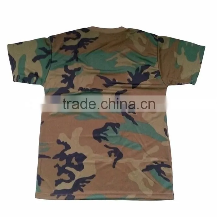 Military woodland camouflage polyester t shirt