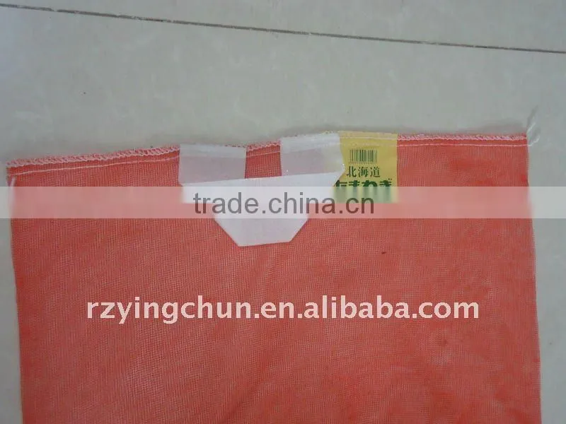 pe mesh bag with handle and lable