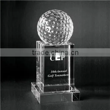 Wholesale New Design unique Crystal glass Golf Trophy for sports souvenir