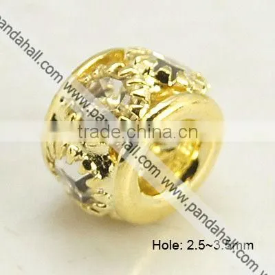 Brass Rhinestone Beads, Rondelle(RB-B071-8mm-A01G)