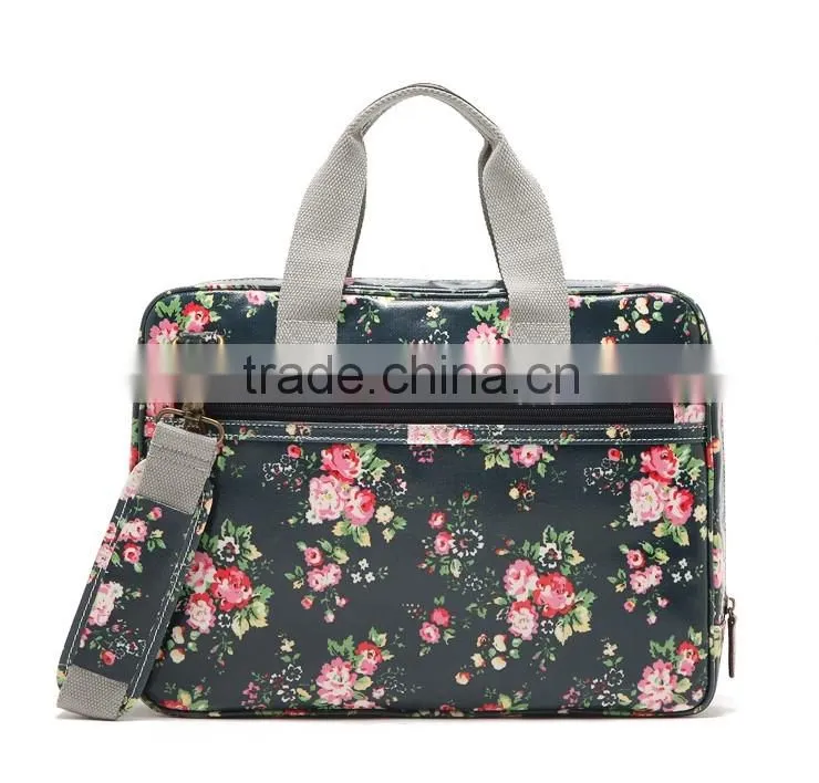British American pastoral style waterproof canvas coated 14-inch laptop bag portable shoulder handbags