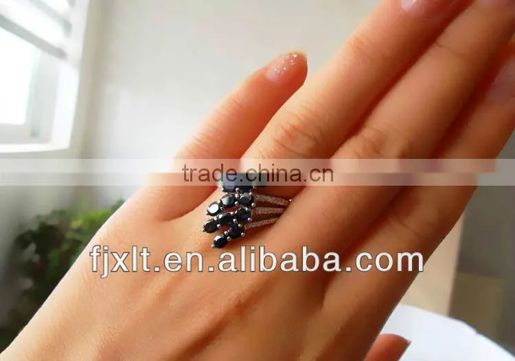 Newest European Style Blue Sapphire Gemstone Silver Ring