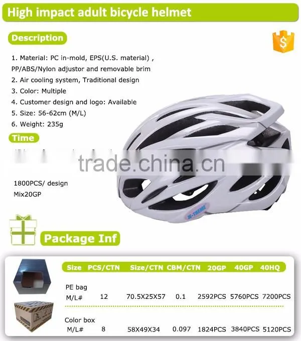 PC shell CE EN1078 wholesale safety adult bike helmet