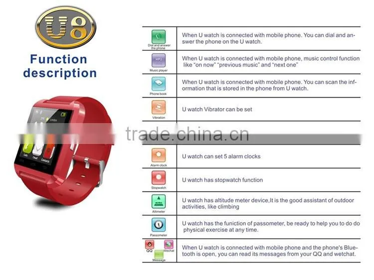 Best selling Smart Watch U8 Compatible IOS and Android System with multi language