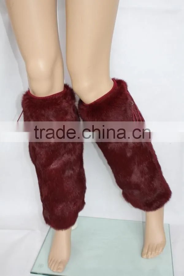 long style wholesale fashion women rabbit fur leg warmers girls
