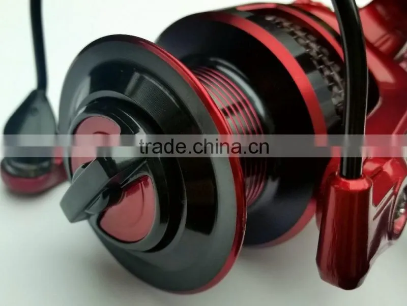 High quality fishing tackle spinning reel with red Aluminium spool fishing reel