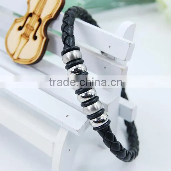 Stainless steel jewelry man style cross pu leather bracelets & bangle