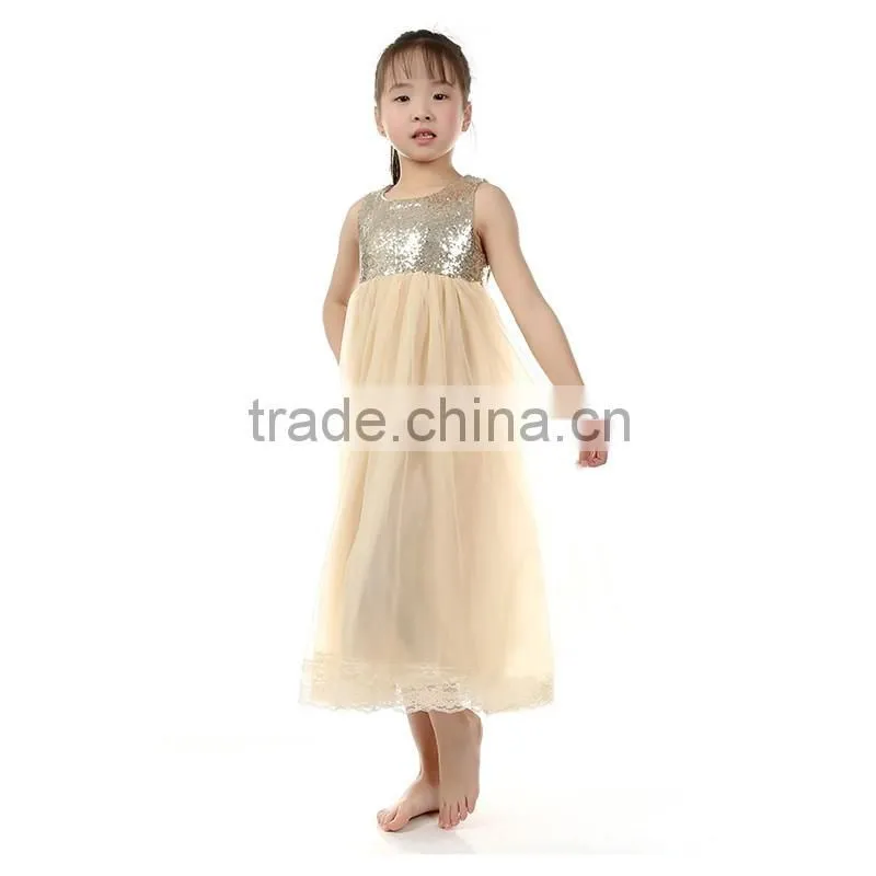 Latest kids fairy angel party shining star pure white net lace stain long baby dress frocks