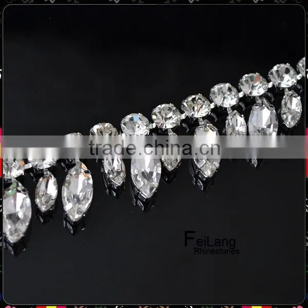 Feilang 2014 wholesale Horse eyes fancy crystal stones cup chain,new fashion design, 5 yards/roll