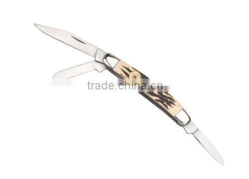 Bone 3 Blade Folding Knife
