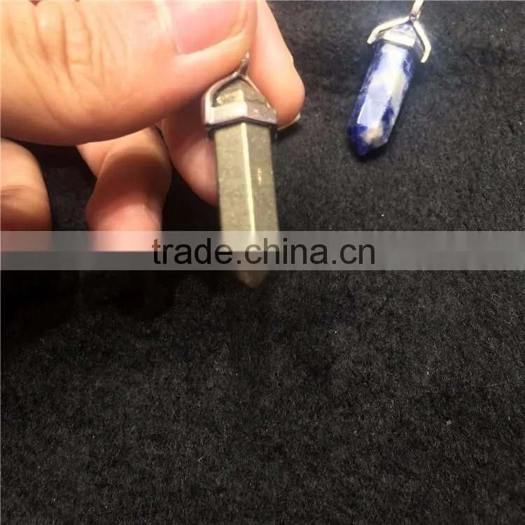 Natural Crystal Stone Point Small Pillar Pendant For Necklace