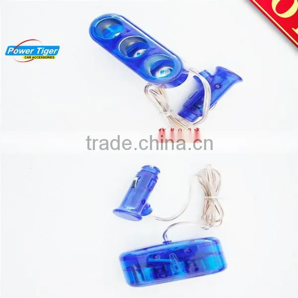 3 in 1 universal Car Cigarette Lighter With Transparent Socket