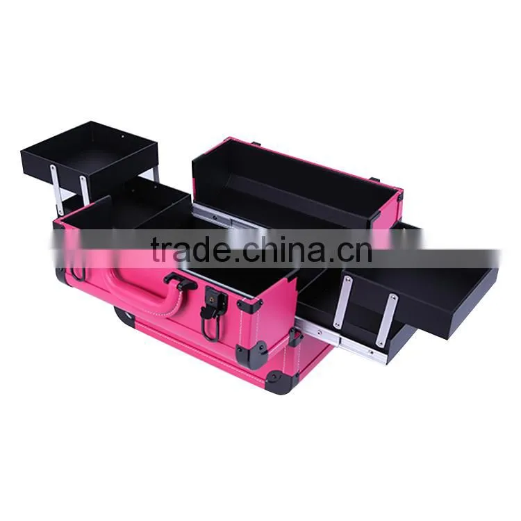 2015 new products sunrise manufacturer antique beauty makeup cosmetic case with 4 trays