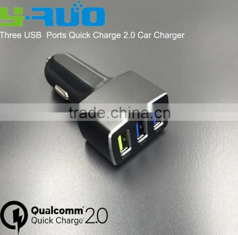 Aluminum alloy shell qualcomm certified quick charge QC 2.0 USB car charger for samsung , htc, or tablet