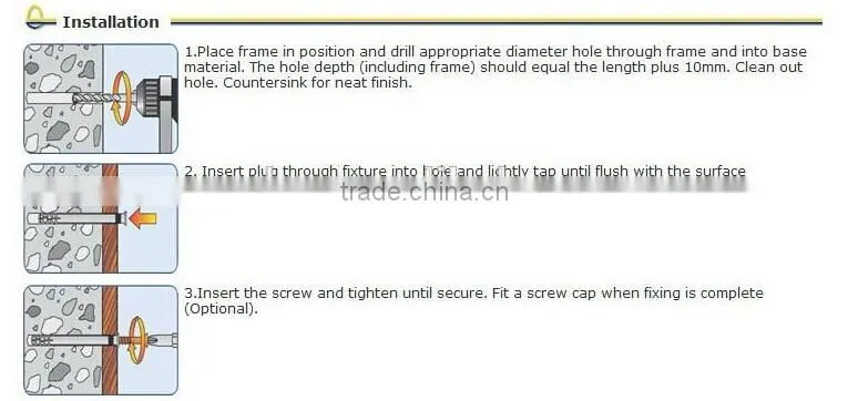 nylon frame fixing self-drilling anchor with nail screw