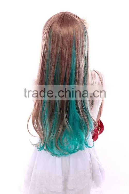 Factory price beautiful zipper synthetic long wigs