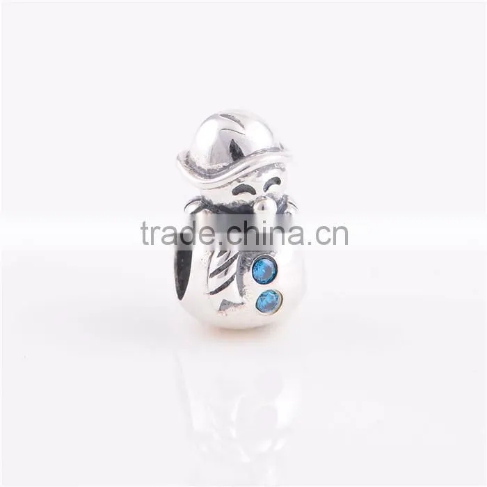 Wholesale Christmas Beads Snowman 925 Sterling Silver Charms In Bulk