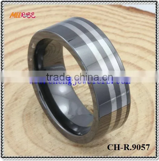 2015 alloy inlay black gold engagement ring,metal ceramic ring for engagement