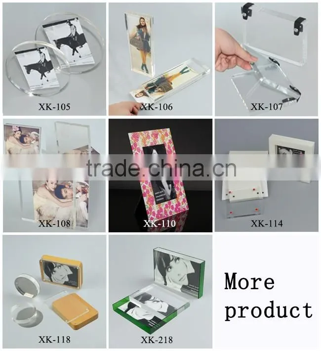 Fashion clear acrylic photo frame new models with wood back