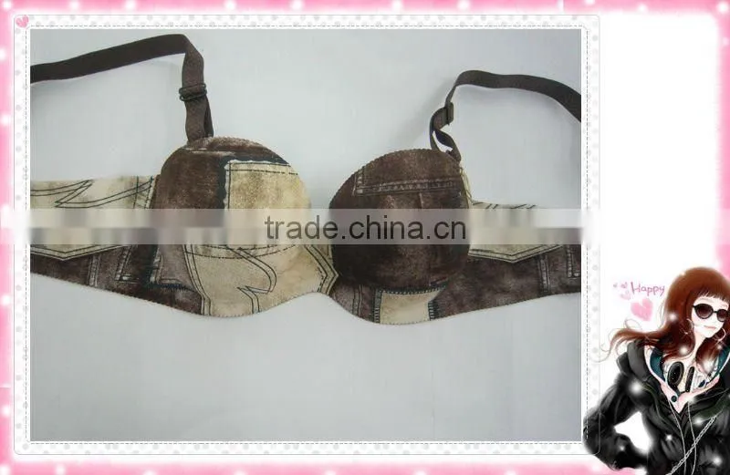 jean print one piece girls underwear bra