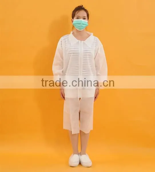 PP whte with zipper doctors lab coat with embroidery
