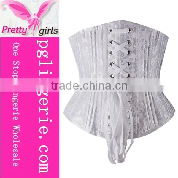 Two color steel bone lace up corset set and waist training corset