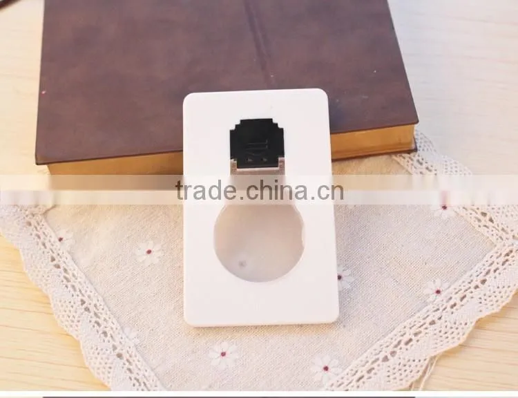 Portable led card pocket light bulb lamp,mini led credit card light, christmas card&switch card sharp credit card led light bulb