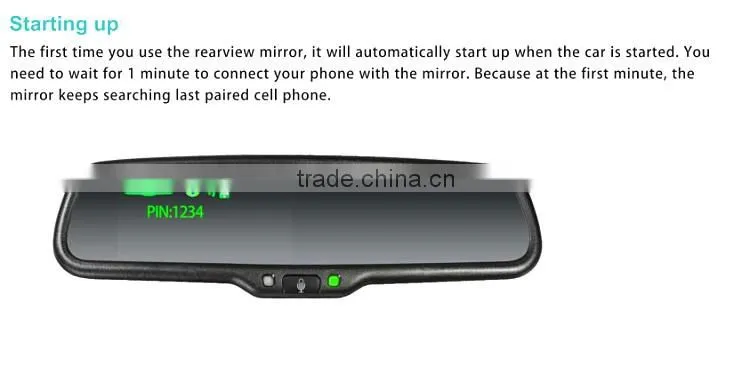 bluetooth handsfree car kit Rearview Mirror with back up display