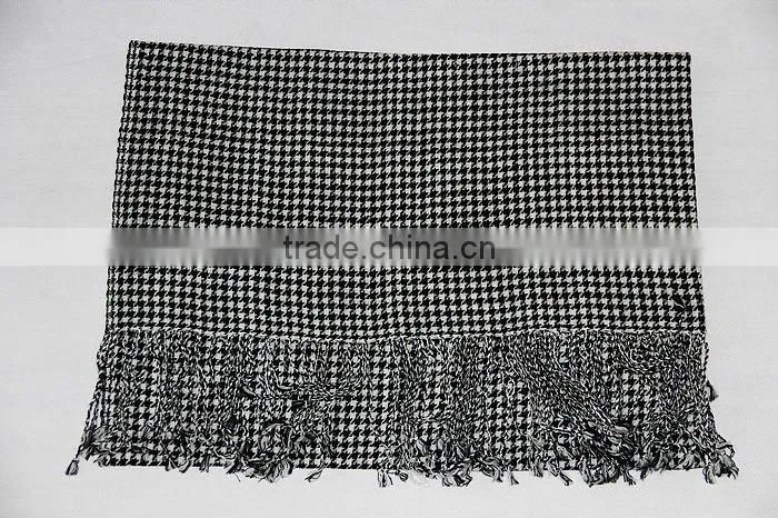 Rectangle grid men knitting wool shawl scarf