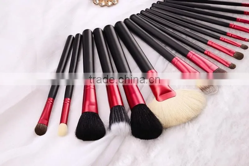High quality 18pcs red makeup brush set,stock product with factory price