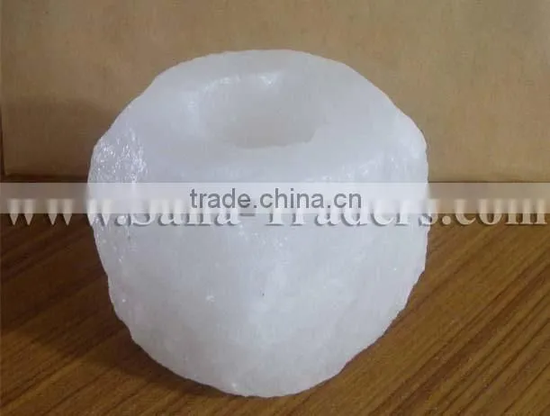 Himalayan Natural White Rock Salt Tea Light Holder / Candle / White Salt Candle Holder / Himalayan Salt Candle
