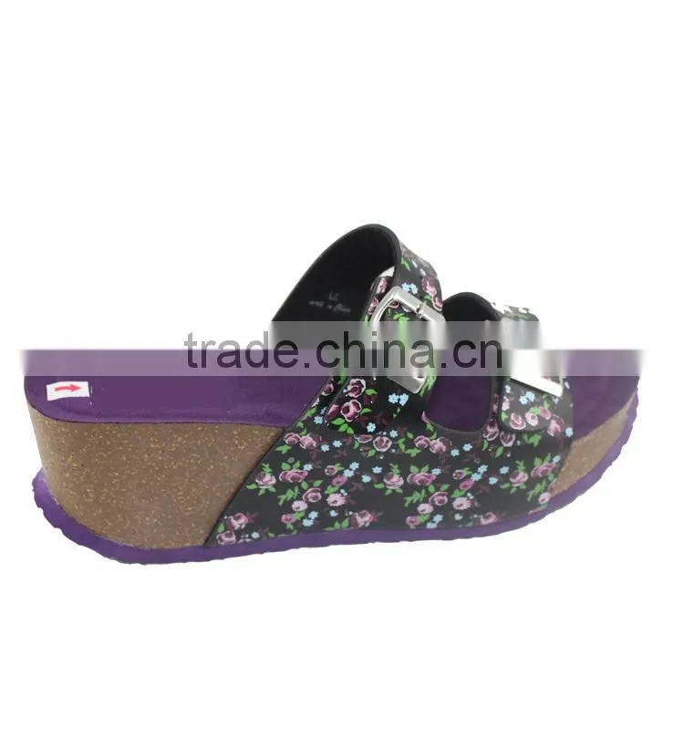 Sexy women wedge heel slippers cheap slippers with buckle