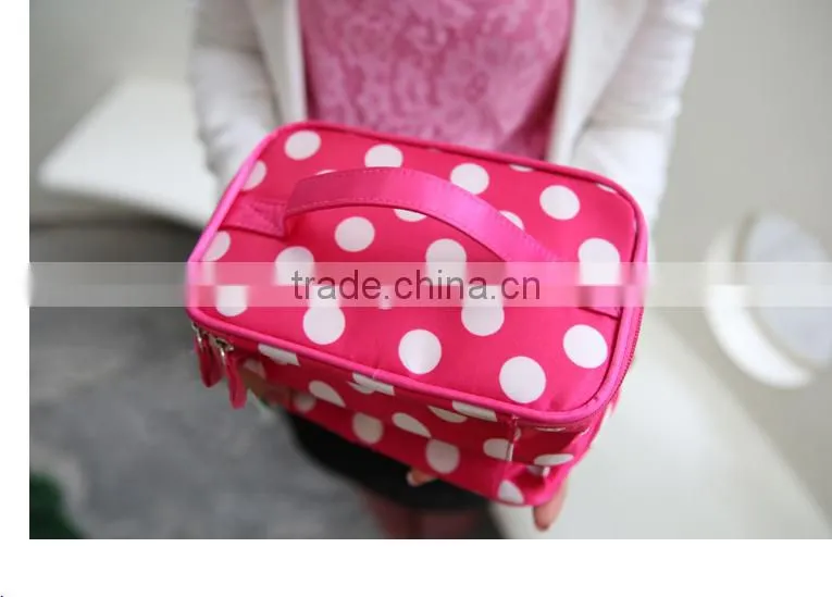 New Style Cute Dot Cosmetic Pouch For Travel with handle