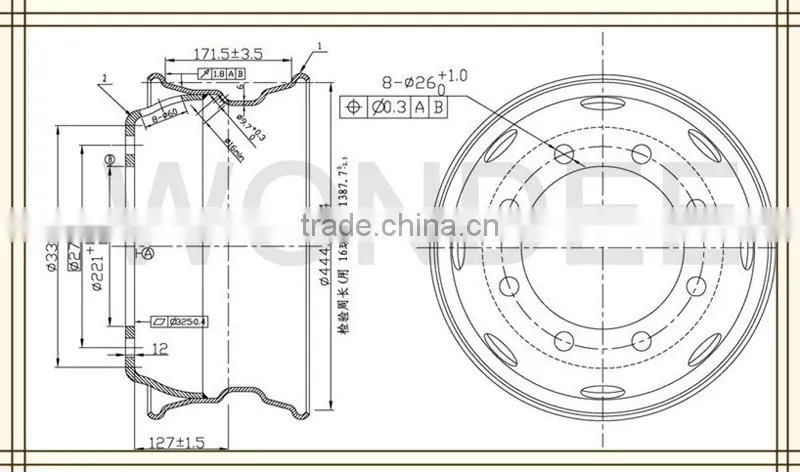 17.5 Inch Tubeless Truck Wheel Steel 6.75"
