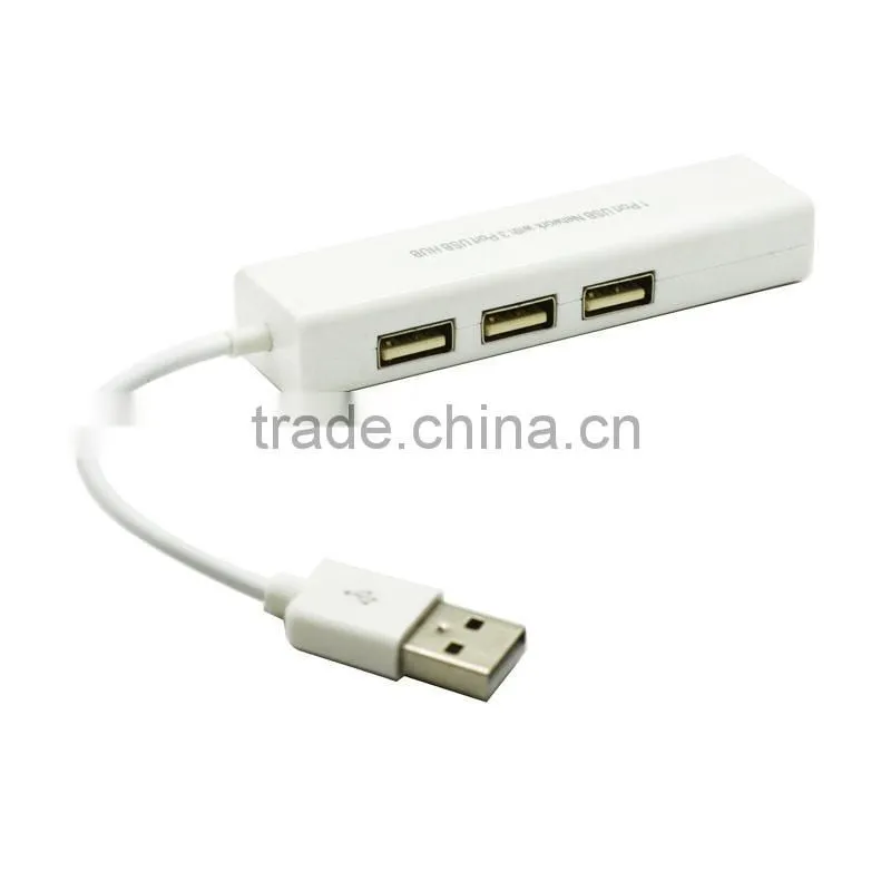 with 3 port USB2.0 HUB Mini USB Micro usb usb2.0 to Ethernet ports 20cm cable rj45 male adapter lan card ,Chip: 88772C