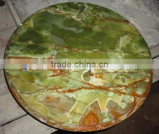 A GRADE DARK GREEN ONYX TABLE TOPS COLLECTION