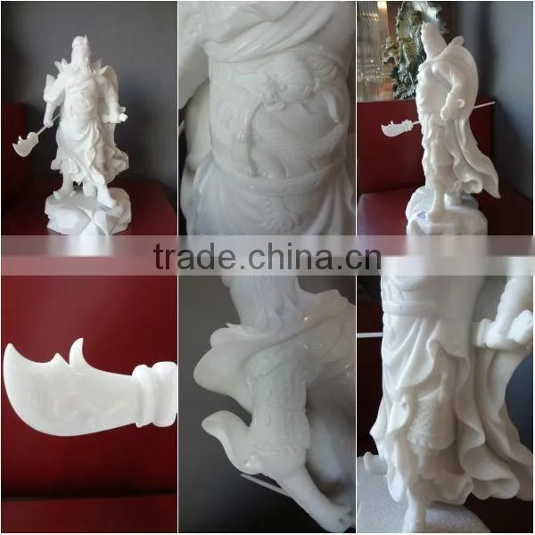 White Marble Guan Gong Statue for Christmas
