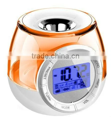 7 Color Changing Digital LCD Alarm Clock with Aroma Heater & FM Radio