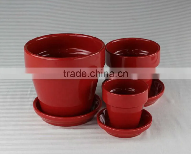 Ceramic color garden flower pot set
