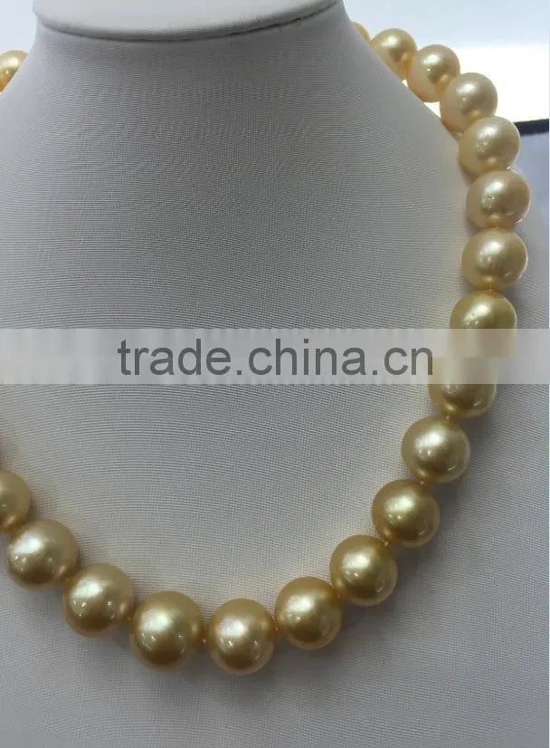 13-14mm gold South Sea Pearl with 14K Gold clasp necklace