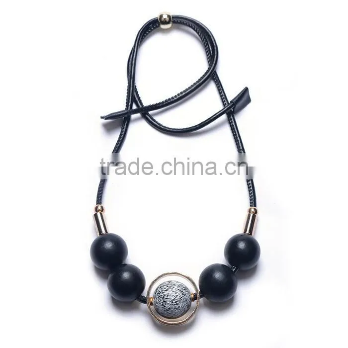 chunky rubber beads leather necklace choker leather necklace geometric necklace