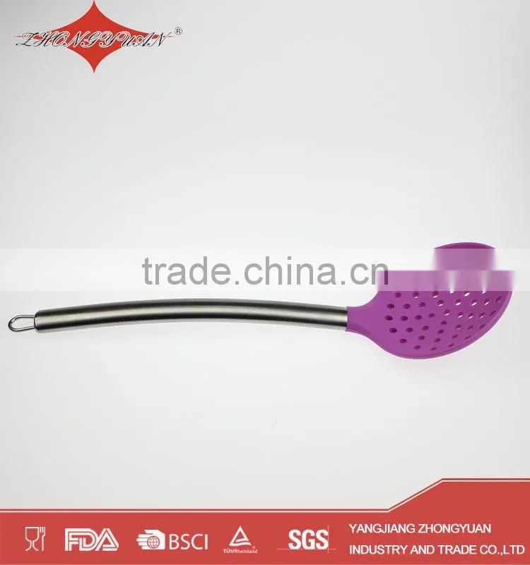 colorful stainless steel handle food silicone rubber kitchen utensils