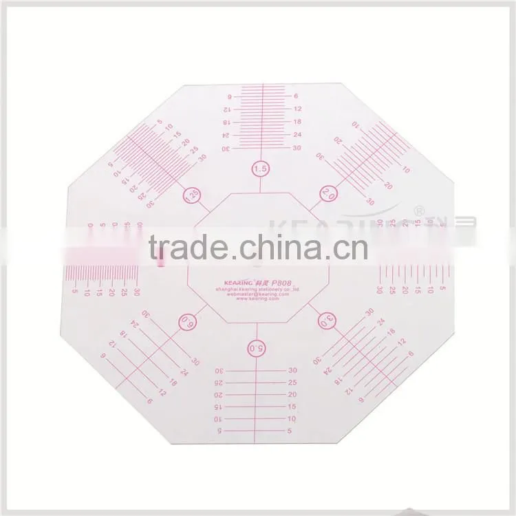 Kearing 8 angle patchwork ruler Flexible Plastic Rulers with sandwich line printing #P808