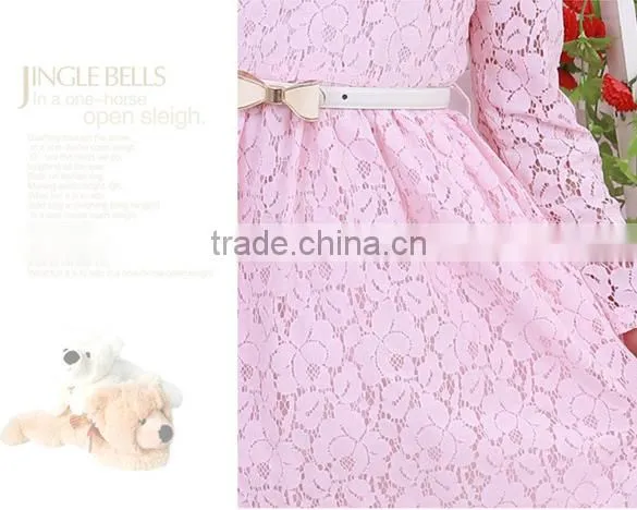 2014 New Arrival Baby Kids Children's Girls Long Sleeve Lace Princess Dress With Belt SV012213 #